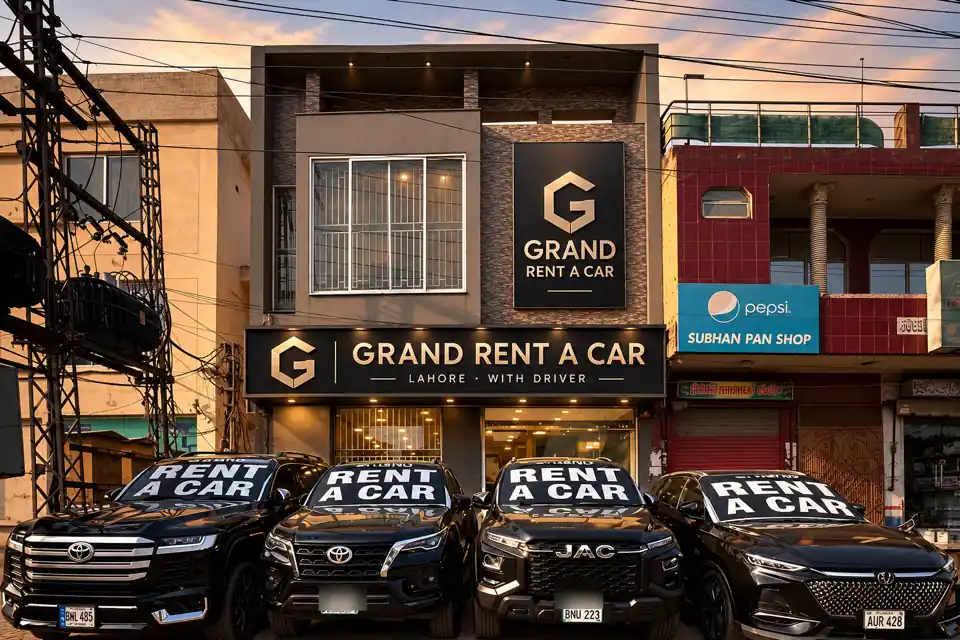 Grand Rent A Car office and black fleet, Near Islam Park Metro Train Station, G.T Road, Lahore